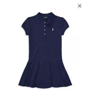 Ralph Lauren Girls Polo Dress, Size 8-10, Navy Blue, With Tags